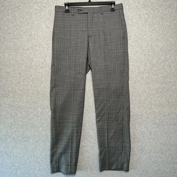 Linea Uomo Mens Grey Glen Plaid 3-Piece Performance Suit 38 Long 32 Waist Wool